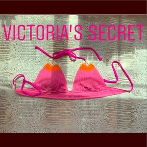 Victoria’s Secret bikini top,pink,orange,Crochet👙